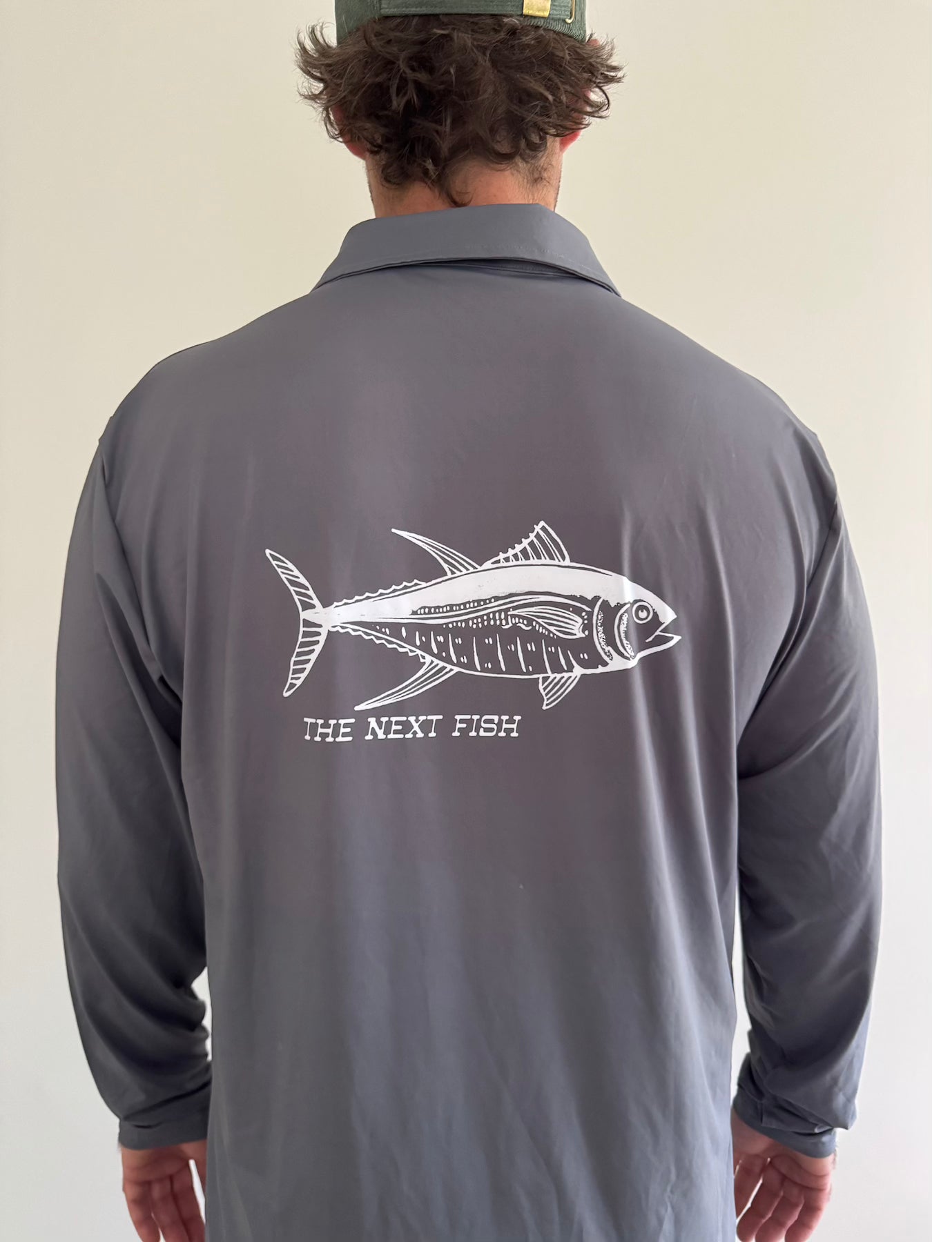 Grey Collared Tuna Performance Fishing Shirt