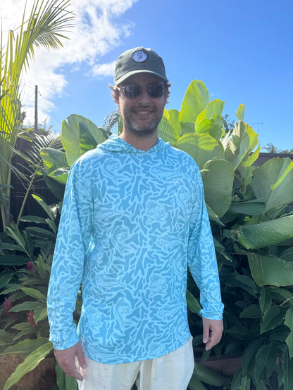 The Next Fish Signature Camo Performance Hooded Fishing Shirt in Blue