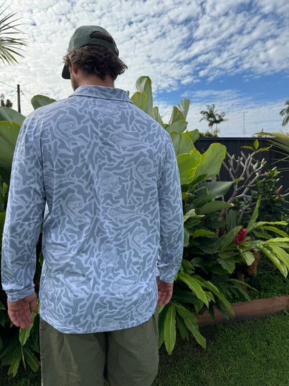 The Next Fish Signature Camo Performance Fishing Shirt in Grey