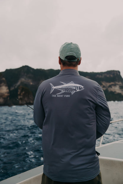 Grey Collared Tuna Performance Fishing Shirt