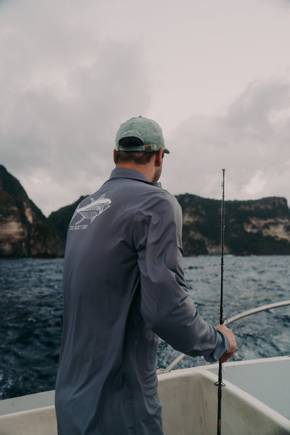 Grey Collared Tuna Performance Fishing Shirt