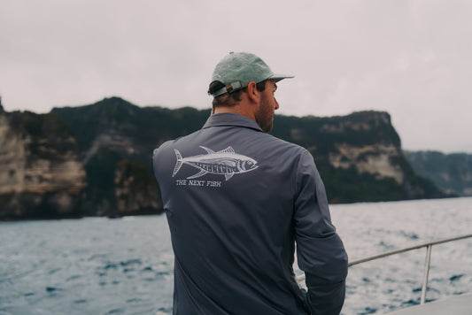 Grey Collared Tuna Performance Fishing Shirt