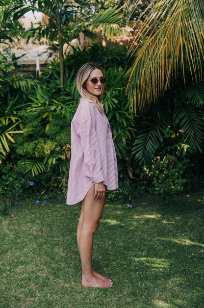 PRE-ORDER - Essential Pink Striped Button Up Shirt - Delivery Expected Late September