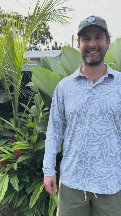 The Next Fish Signature Camo Performance Fishing Shirt in Grey